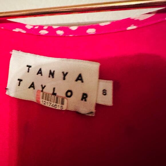 Tanya Taylor Women's Pink Silk Luciana Print Ruffle Midi Dress Size 8 - Picture 9 of 10